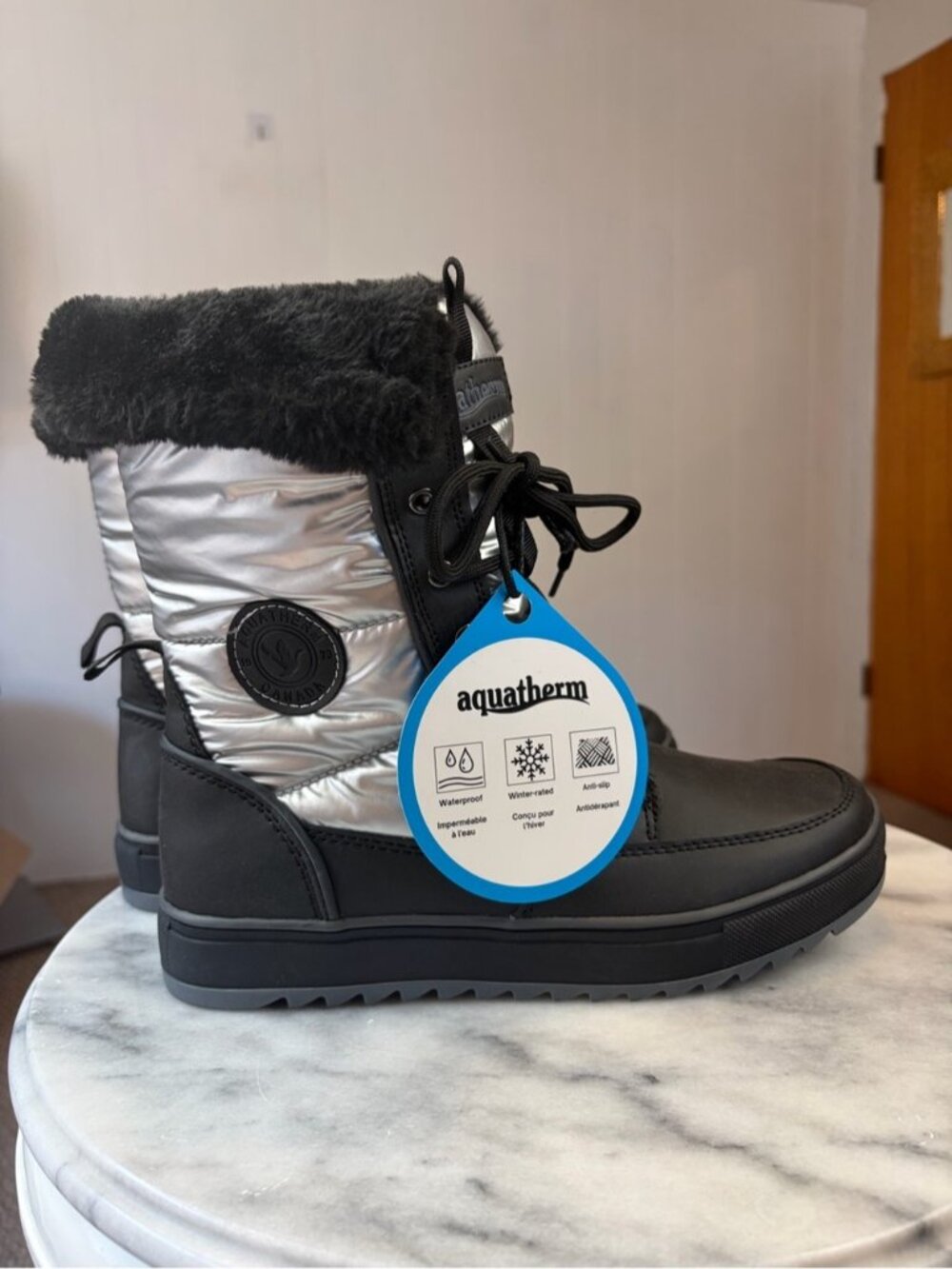 Aquatherm Minden Women’s Silver Black Winter Snow Boots Waterproof New size 9 - Picture 5 of 8